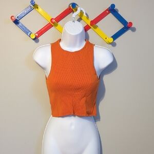 Garage Vibrant Orange Ribbed Crop Top